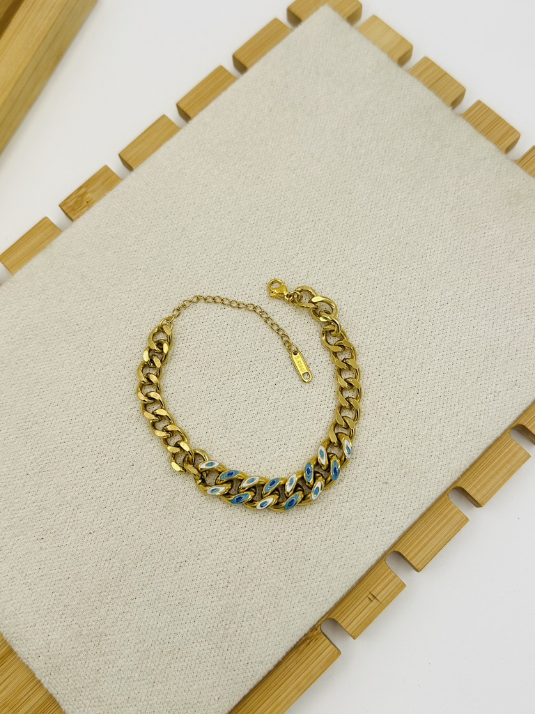 Evil eye curb bracelet