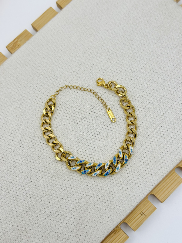 Evil eye curb bracelet