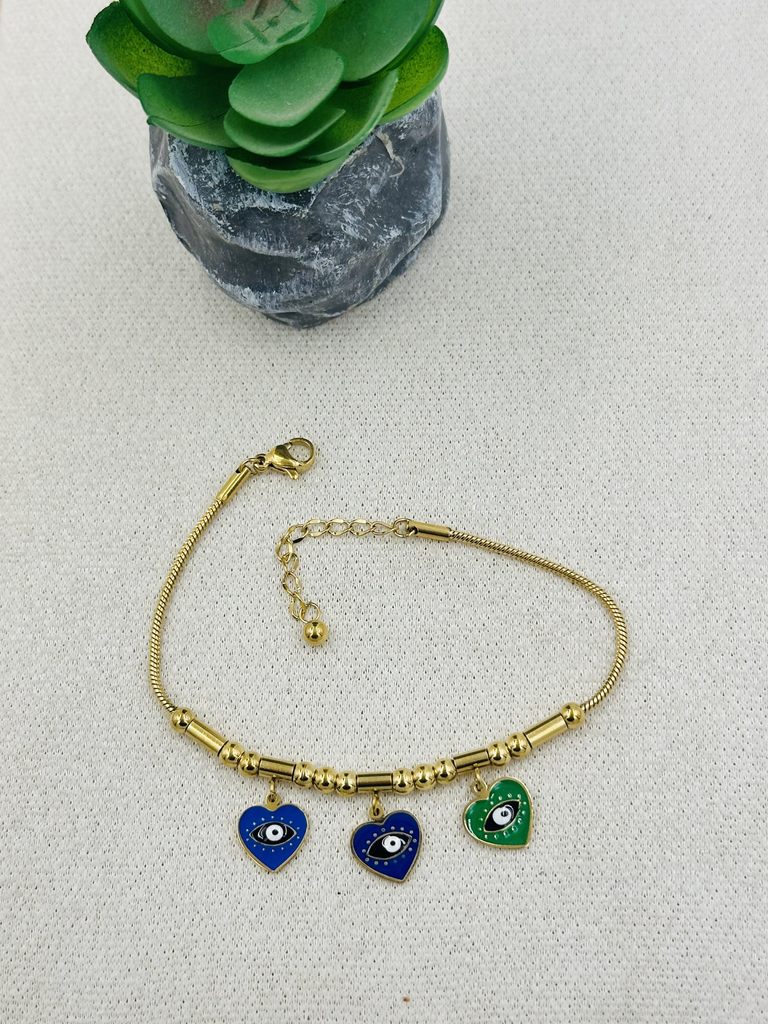 Evil eye hearts bracelet