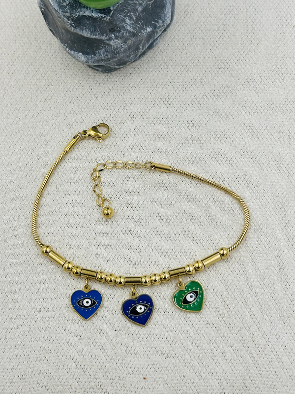Evil eye hearts bracelet