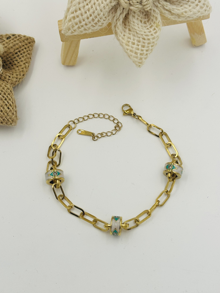 Chunky white evil eye bracelet