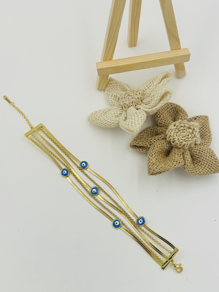 Multilayer evil eye bracelet