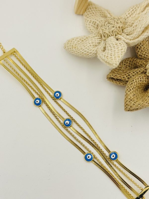 Multilayer evil eye bracelet