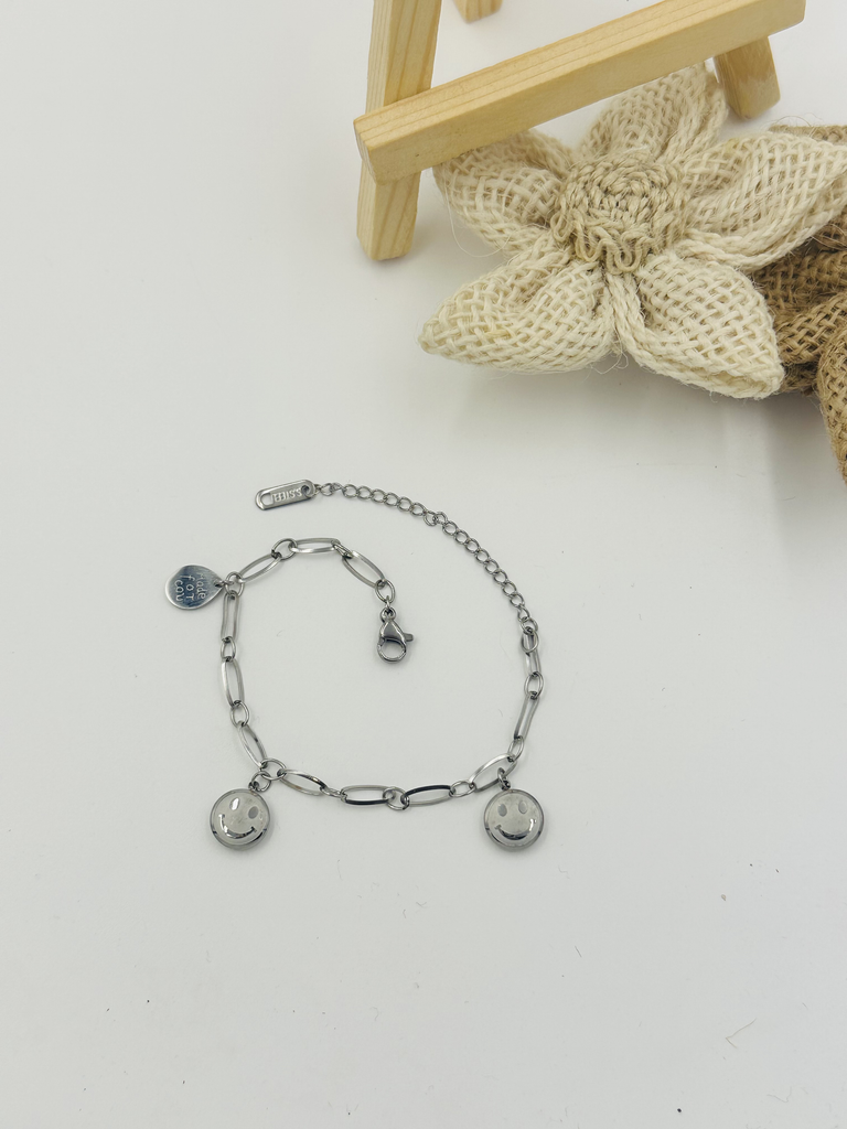 Silver smiley bracelet