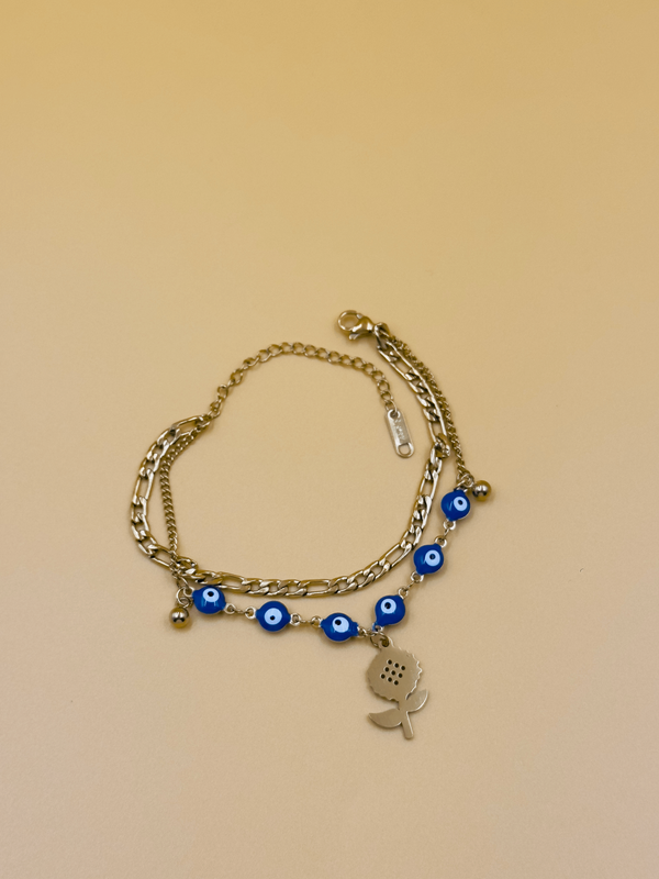 Funky flower evil eye bracelet