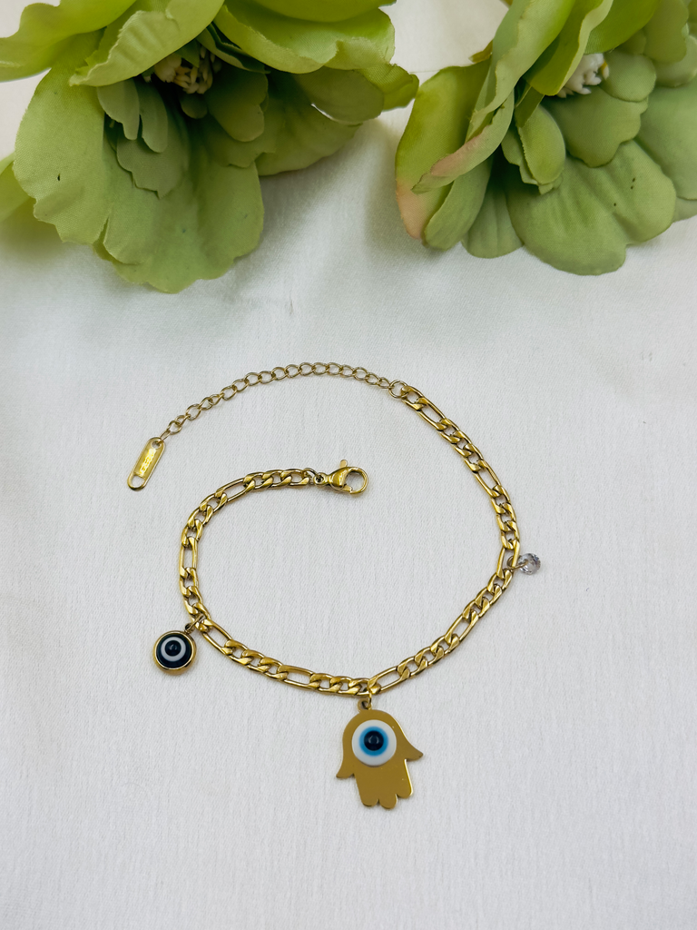 Black drop evil eye bracelet