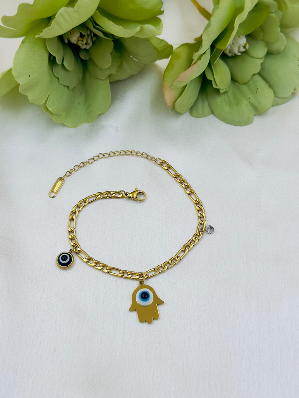 Black drop evil eye bracelet
