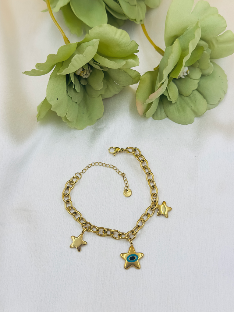 Star drop evil eye bracelet