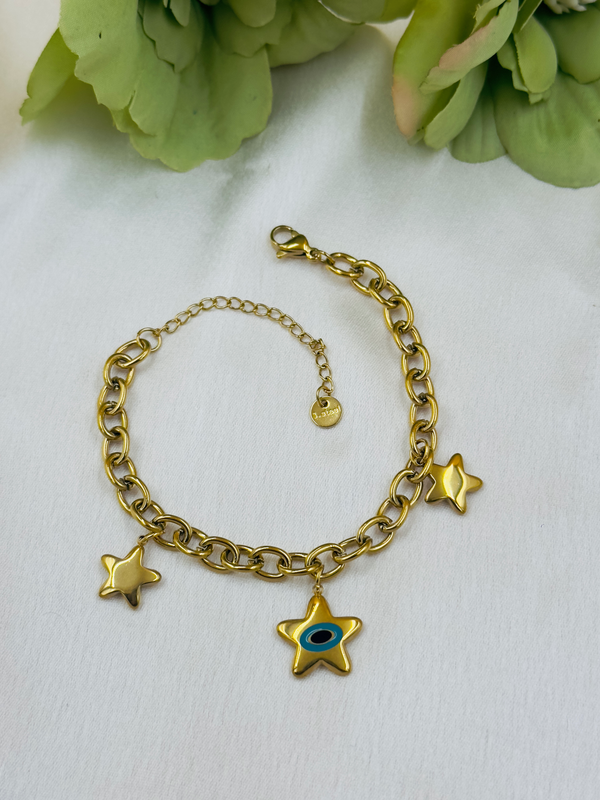 Star drop evil eye bracelet