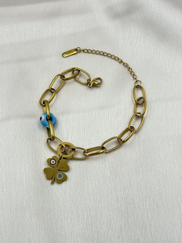 Summer flower cage evil eye bracelet
