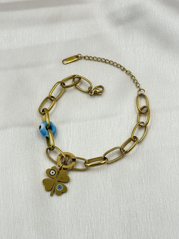 Summer flower cage evil eye bracelet
