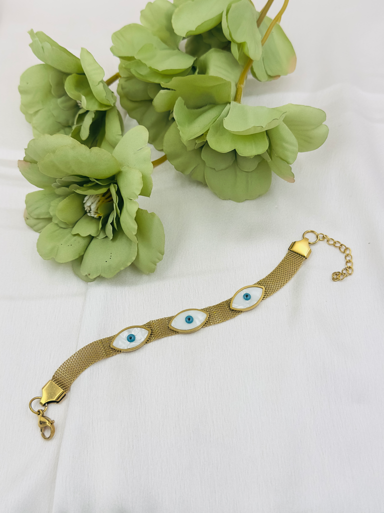 Broad evil eye bracelet