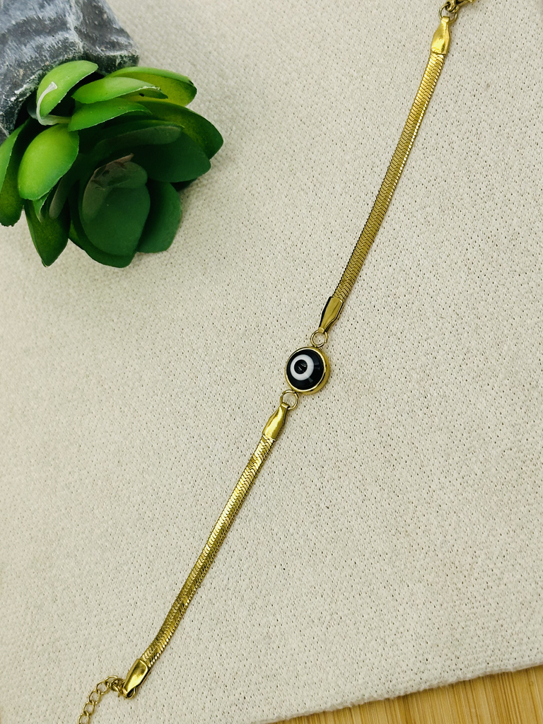 evil eye minimal golden snake chain bracelet