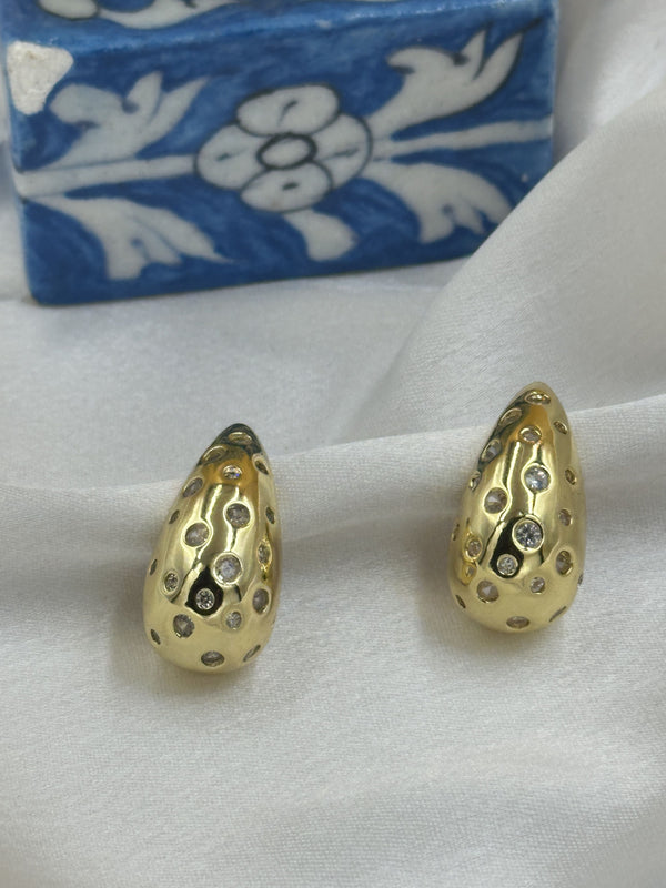 Stone embedded oval drops