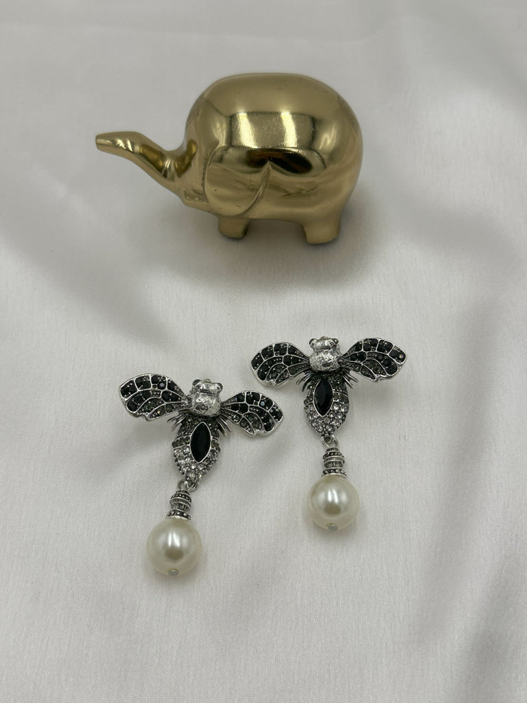 Black bee earrings