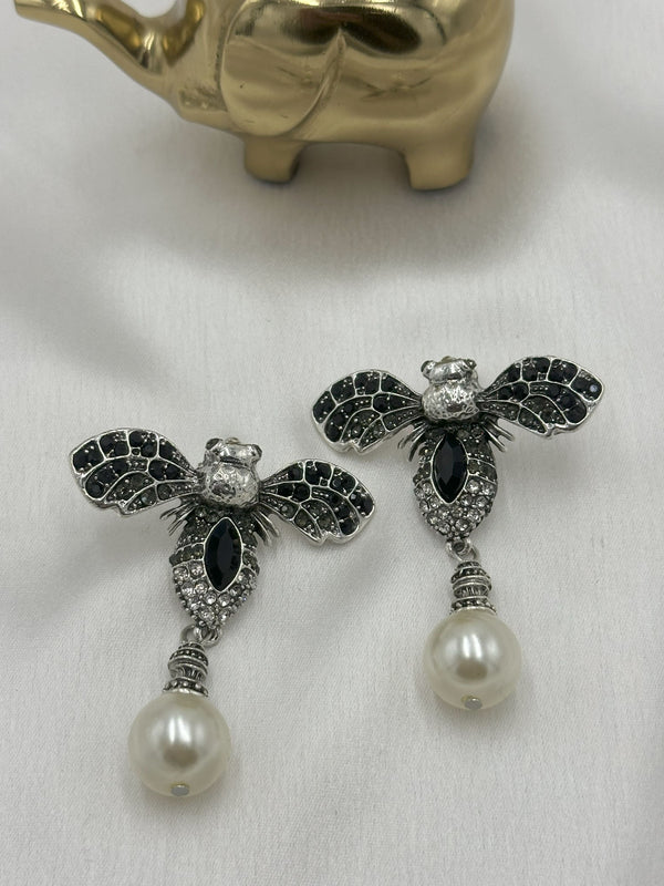 Black bee earrings