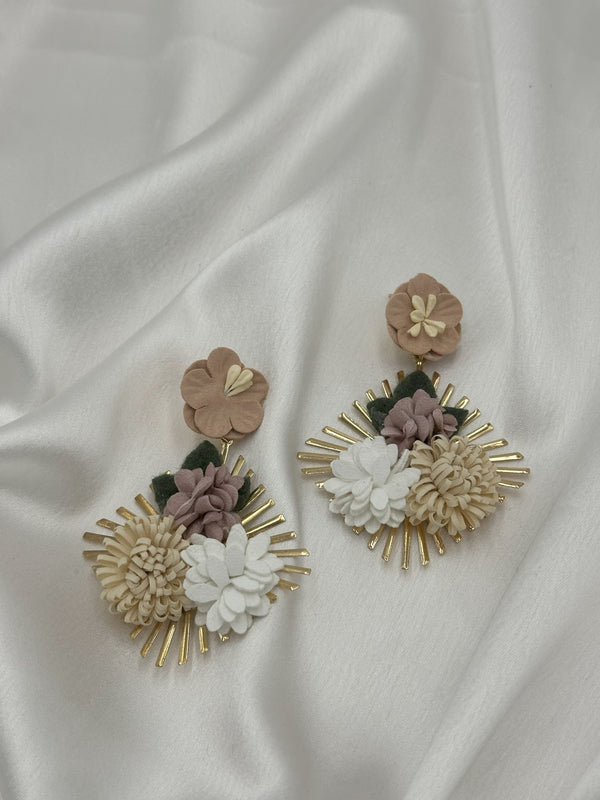 Pastel flower threaded earrings