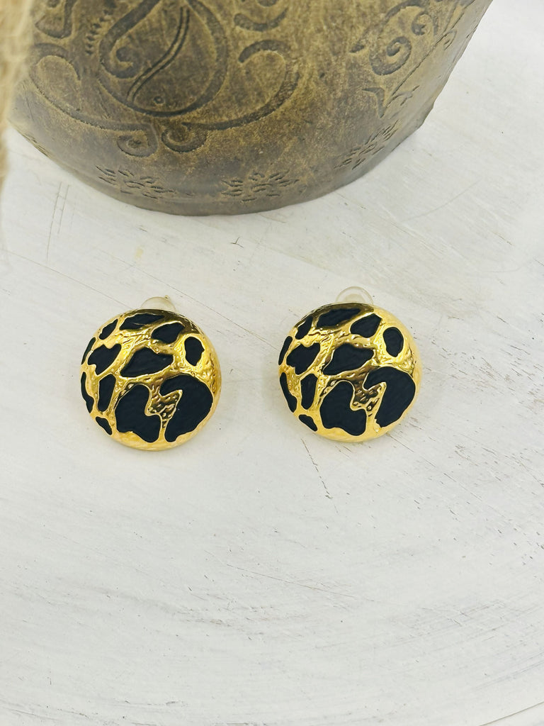 Leopard print golden studs