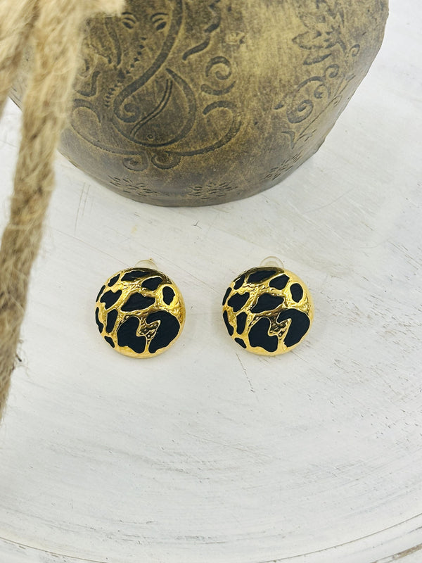 Leopard print golden studs