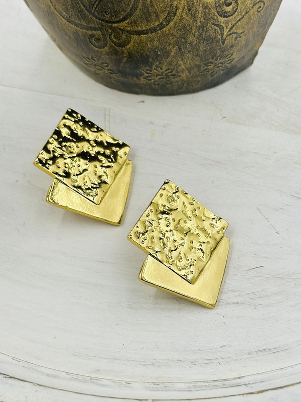 Hammered chunky square earrings