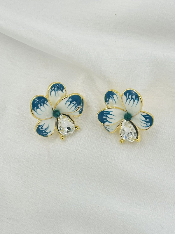 Enamel blue printed flowers