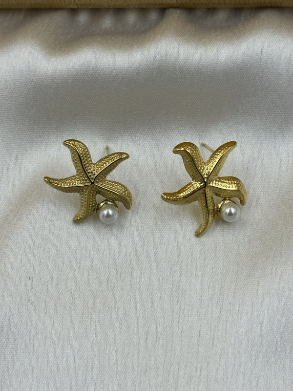 Hanging shell and starfish earrings