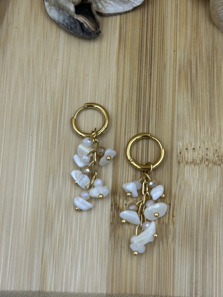 Sea green falling rose earrings