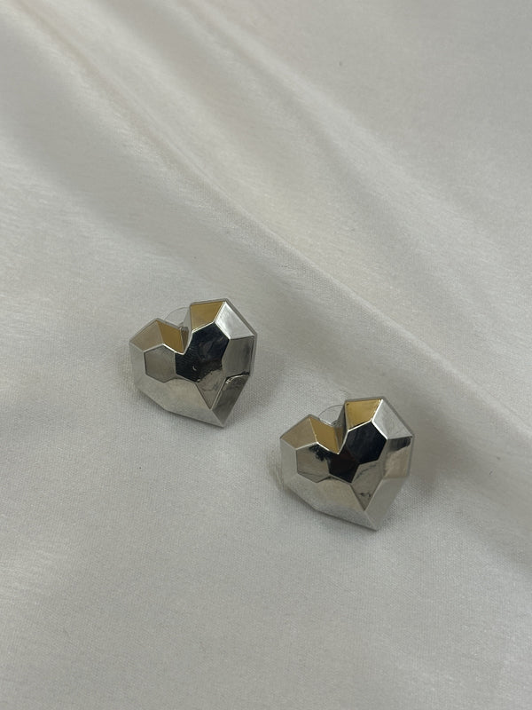 Silver heart solid studs