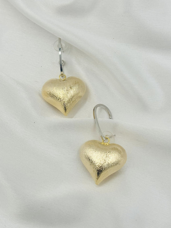 Dual tone heart beat earrings