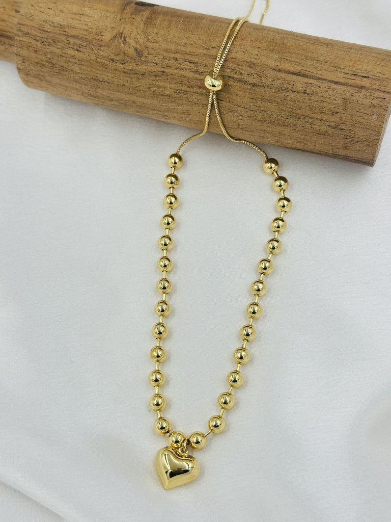 Solid heart beaded chain