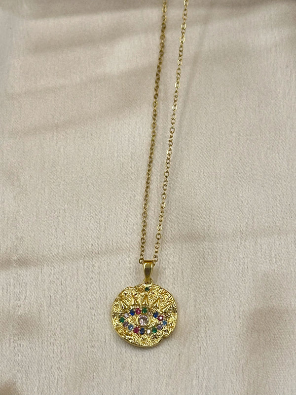 Boho hammered pendant chain
