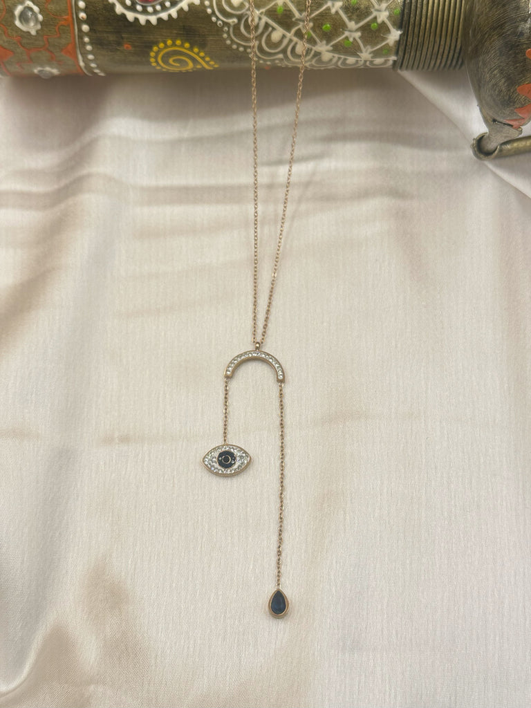 Rose gold evil eye falling chain