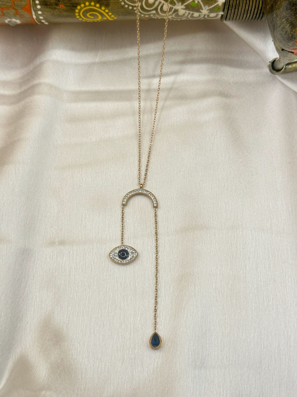 Rose gold evil eye falling chain