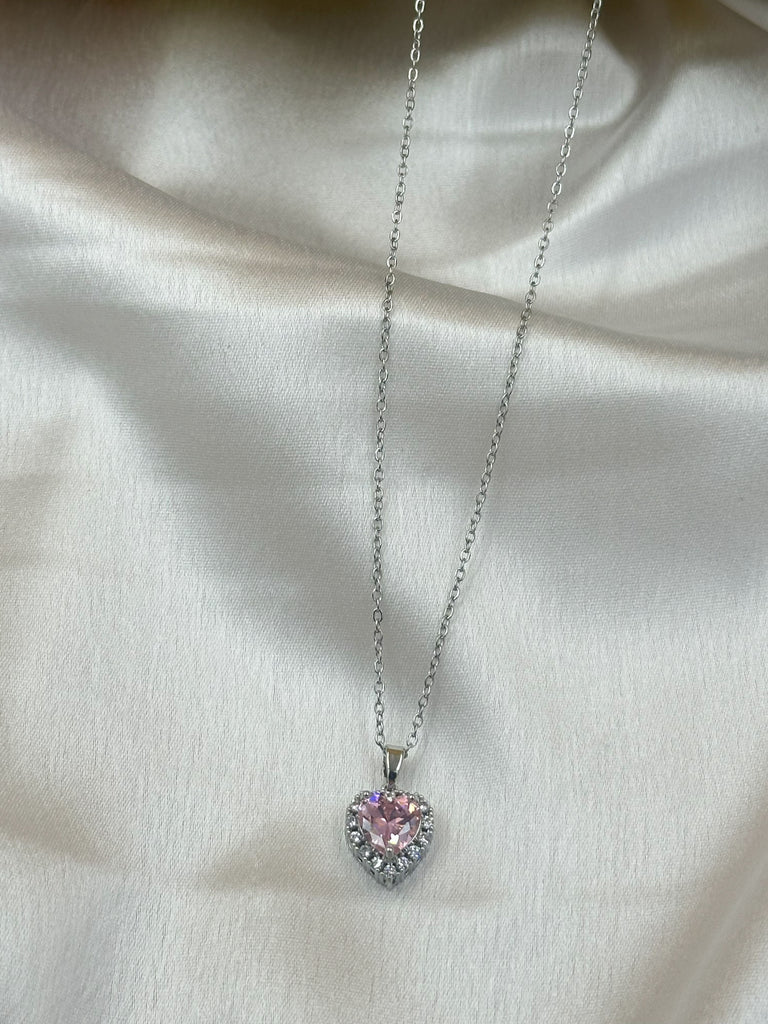 Silver rosey heart chain