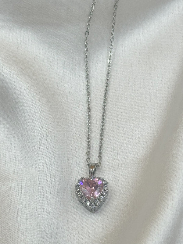 Silver rosey heart chain