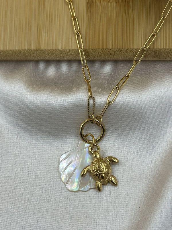 Sea shell tortoise pendant chain