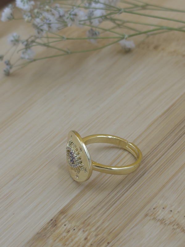 Evil eye engraved ring