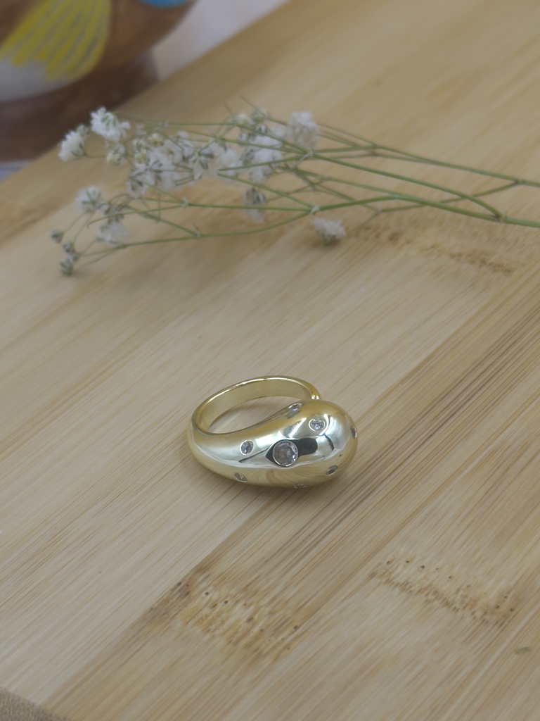 Stone studded chunky ring