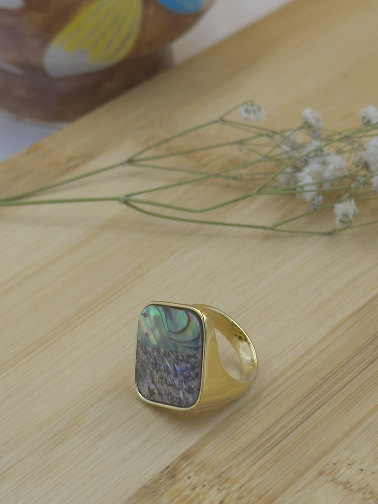 Broad black textured ring