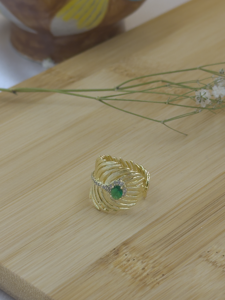Peacock feather ring