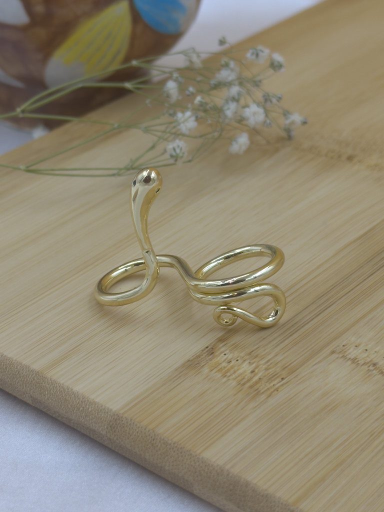 Snake pattern two finger ring