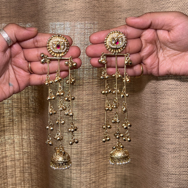 Red Pachi Kundan Kashmiri Nakhra Earrings