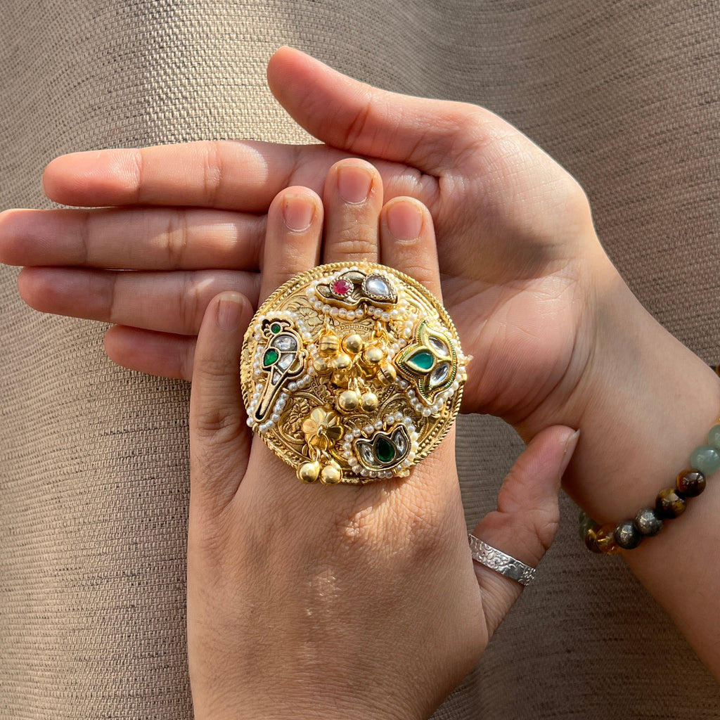 Kashmiri pachi kundan RIng