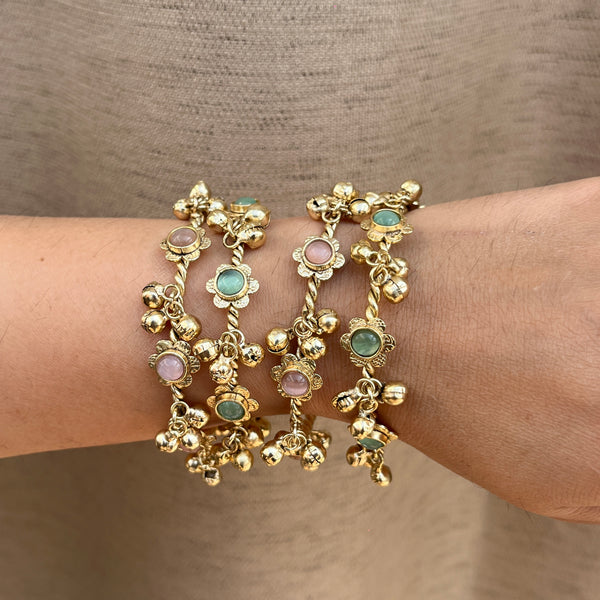 Pastel mint ghunghroo bangles