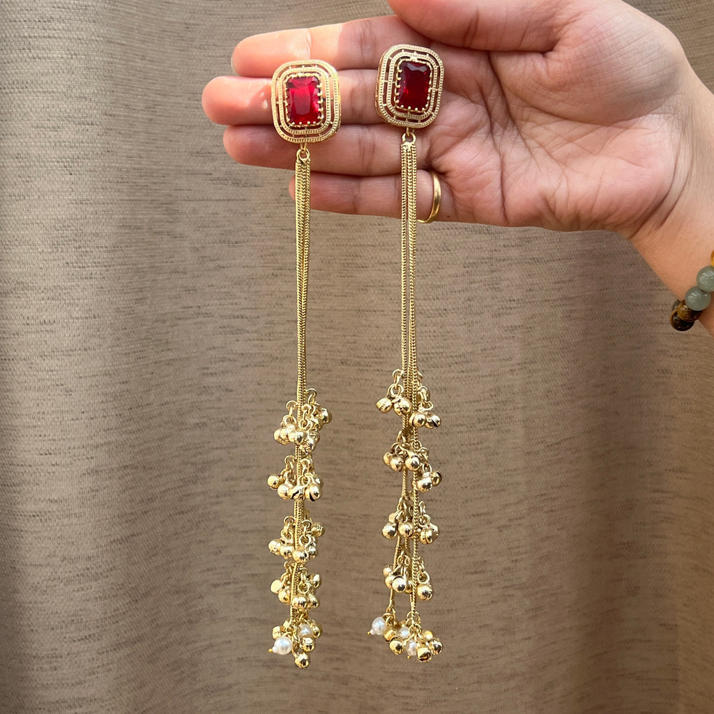 Red mosainite Nazakat Earrings