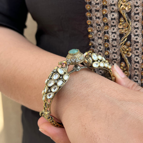 Mint Green Polki Vintage Peacock Kada