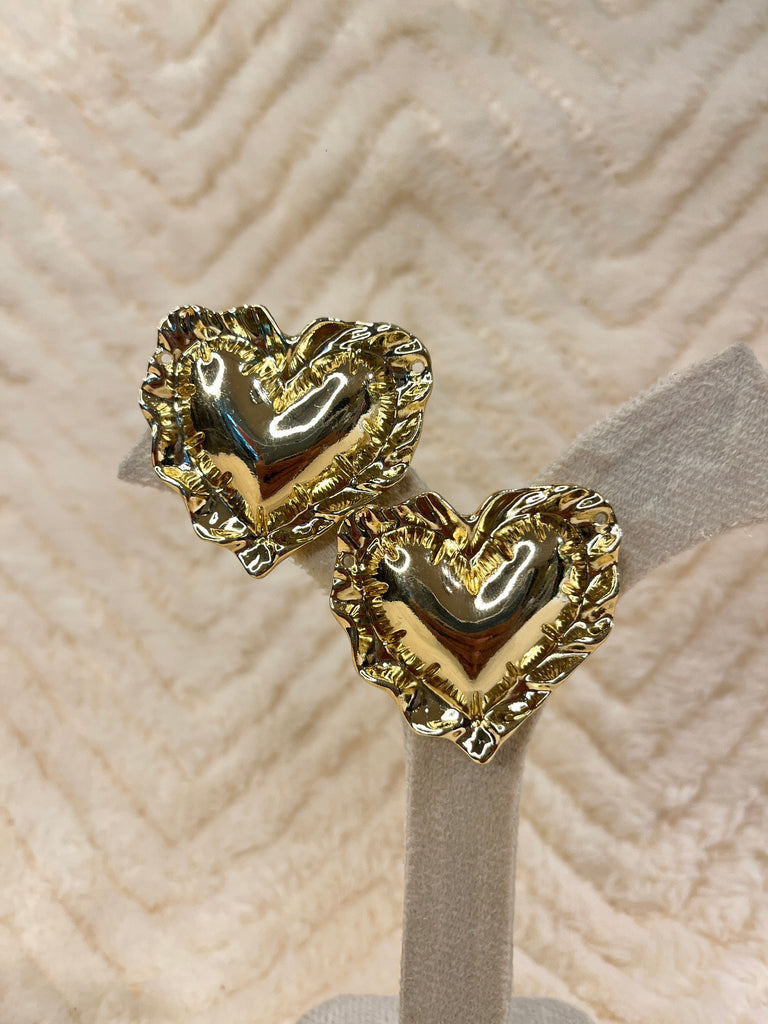 solid chunky heart earrings