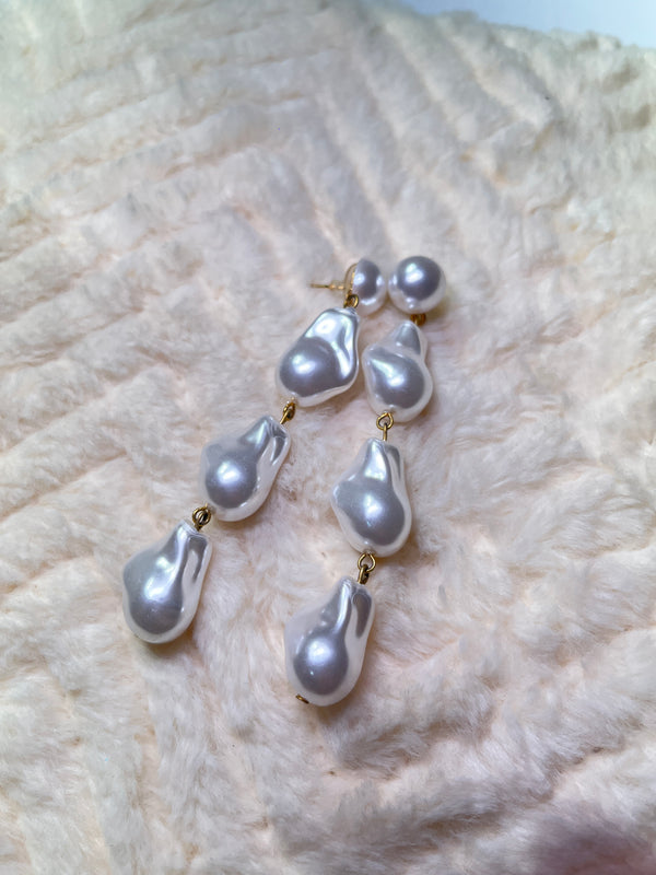 Long pearl earrings