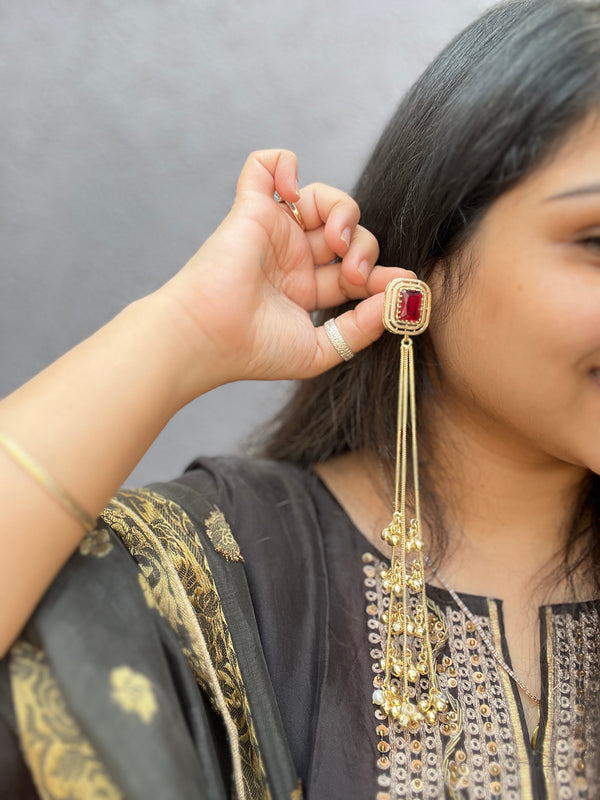 Red mosainite Nazakat Earrings