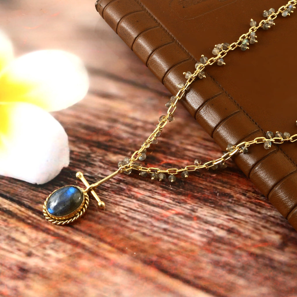 Boho Beaded blue neckline